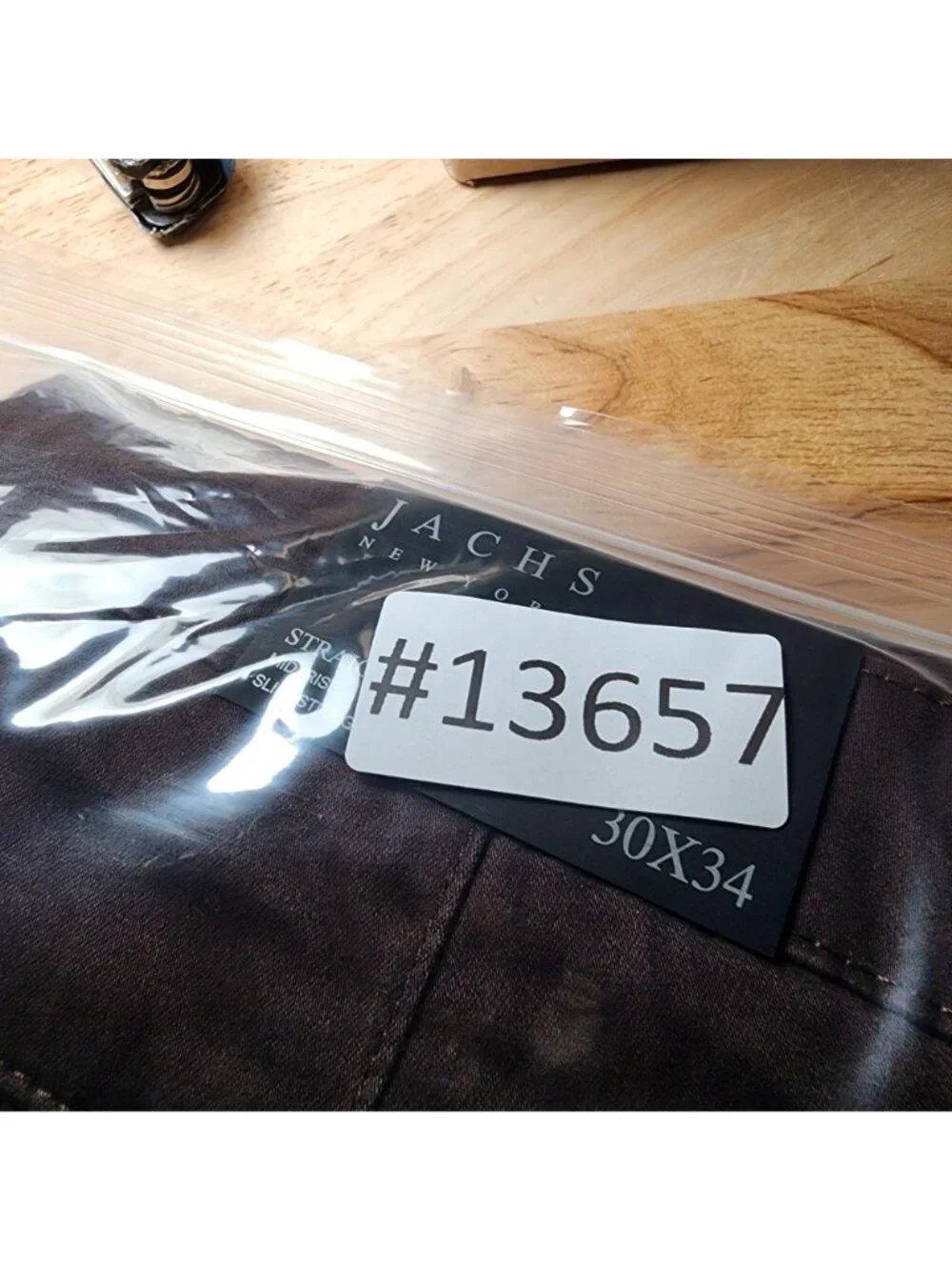 Jachs Pants Mens 30x34 Brown Stretch Mid Rise Straight Fit Slim Straight Leg *NW
